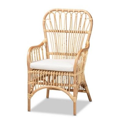 Aya Rattan Armchair Natural/White - Baxton Studio | Target