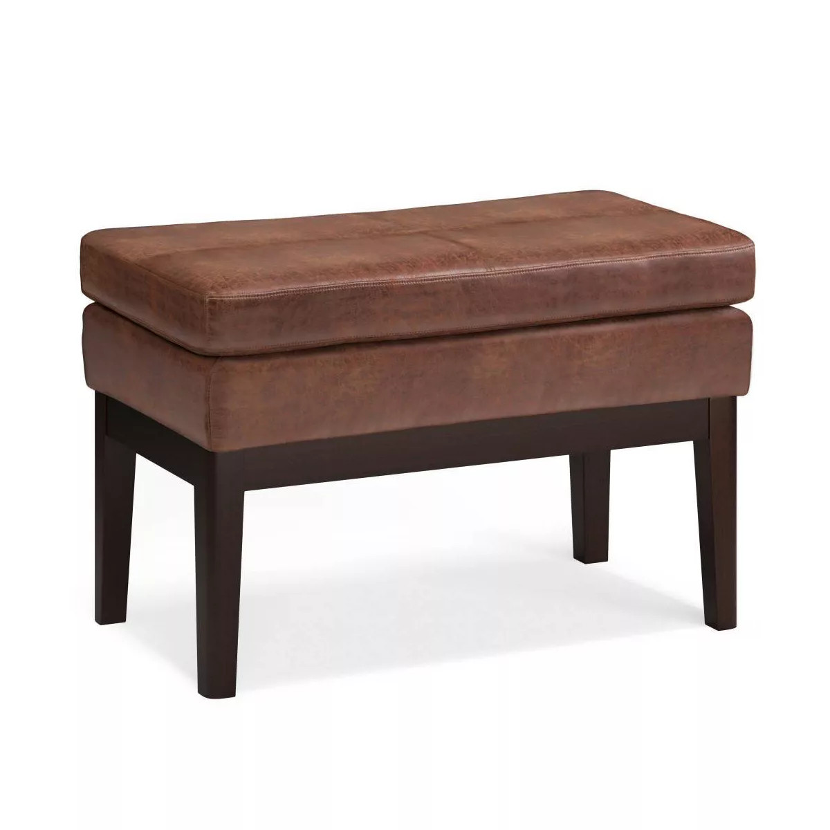 WyndenHall Bragg Small Ottoman Bench Distressed Saddle Brown: Modern Entryway Seating, Rubberwood... | Target