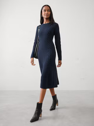 Cable Midi Sweater Dress | Banana Republic Factory
