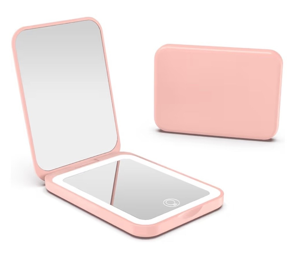 Compact portable mirror with LED lights in pink

#LTKselfcare #LTKdayinmylife #LTKGiftGuide