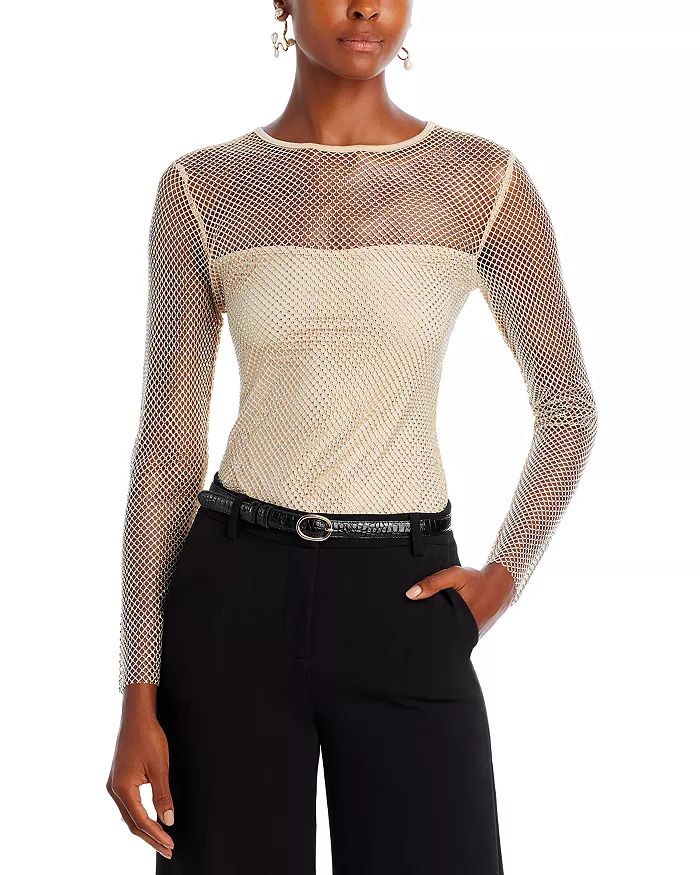 Crystal Mesh Long Sleeve Top - 100% Exclusive | Bloomingdale's (US)