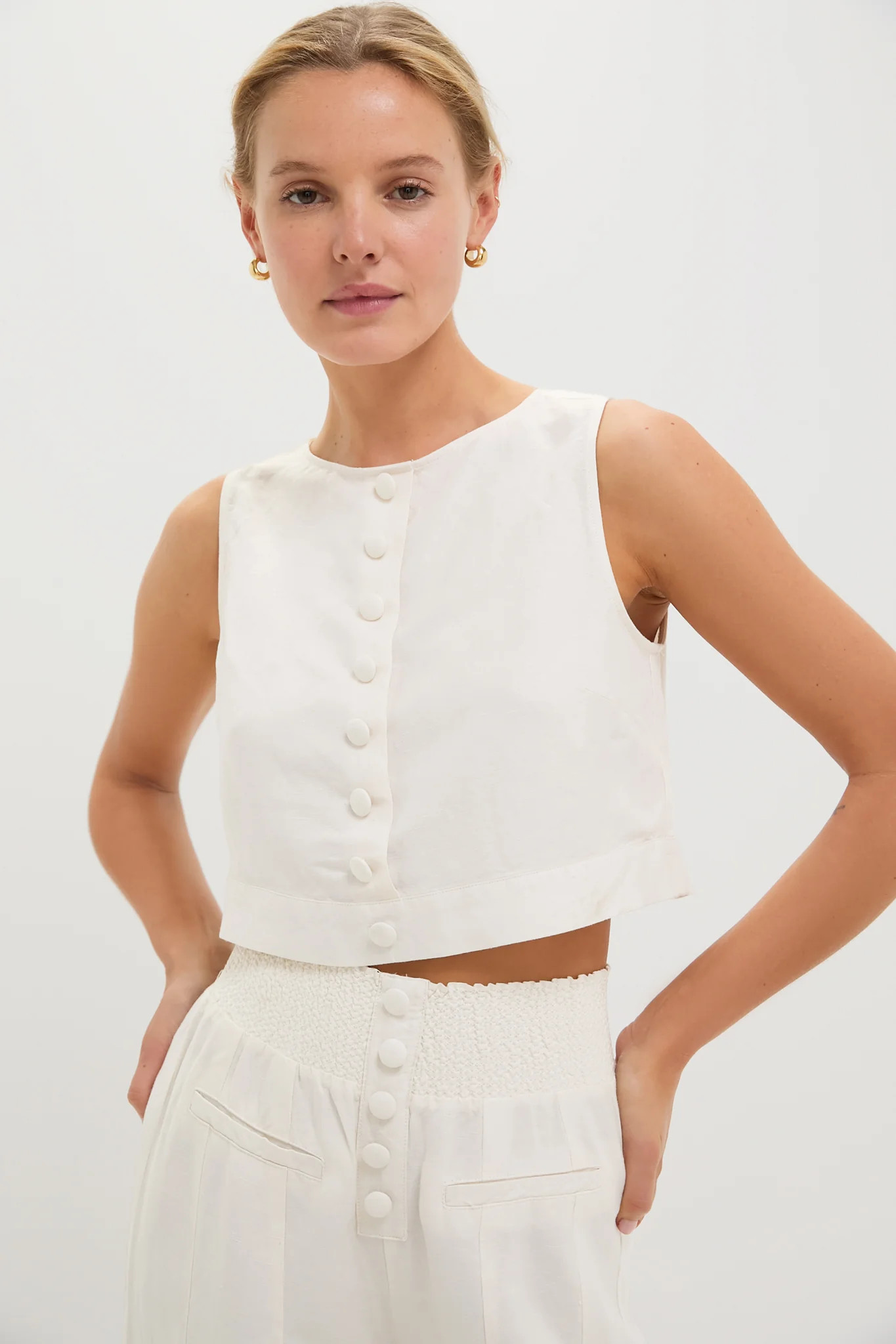 Off-White Boxy Linen Boatneck Top | Tuckernuck (US)