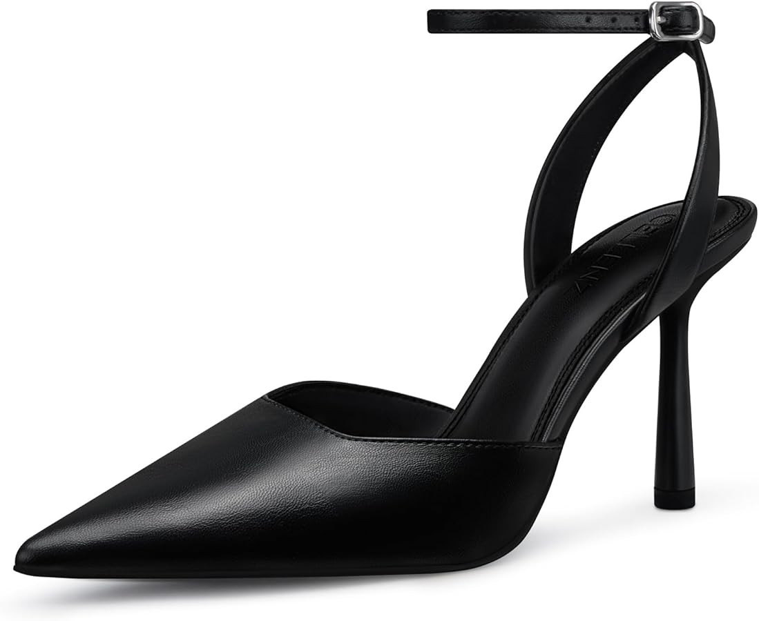 Women Stiletto Heel Pumps: 3.75 Inch Pointed Toe High Heels - Closed Toe Sexy Trendy Strappy Heel... | Amazon (US)