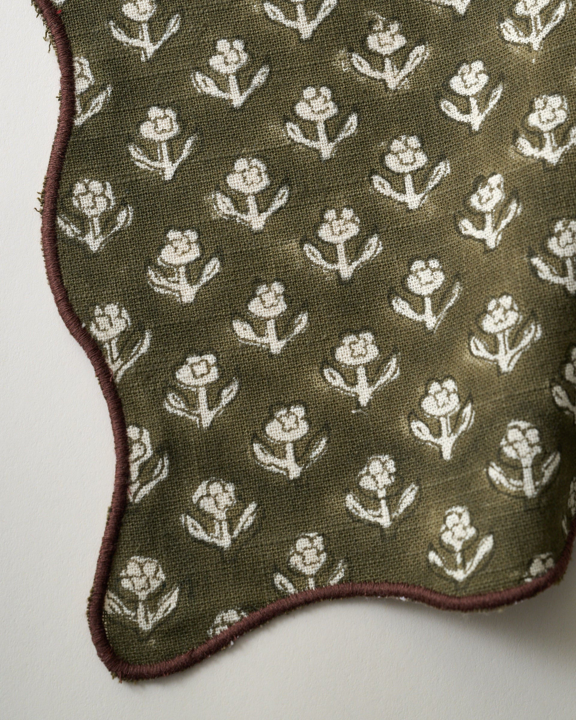 Olive Green Cosmos Block Printed Napkin Set of 4 | Magnolia