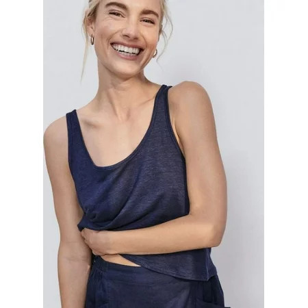 Lunya Women s Linen Knit Tank Deep Blue Small | Walmart (US)