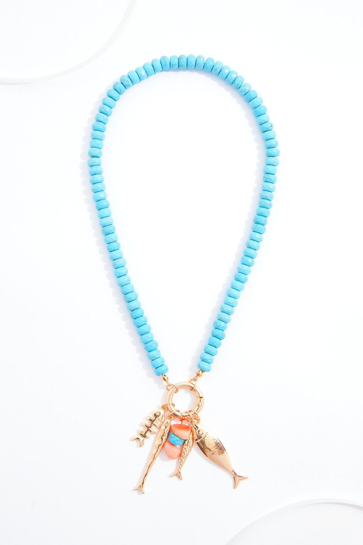Semi- Precious Beaded Fish Charm Necklace | Cato Fashions