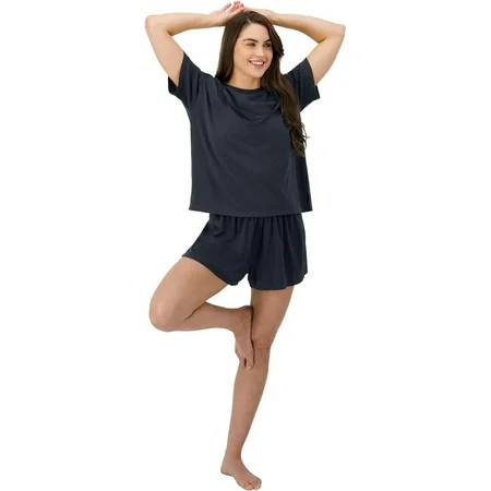 Hanes Women's Originals SuperSoft Comfywear Lounge Boxy T-Shirt & Sleep Shorts Set | Walmart (US)