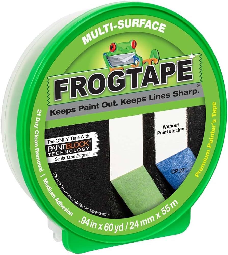 FROGTAPE Multi-Surface Painter's Tape with PAINTBLOCK, Medium Adhesion, 0.94" Wide x 60 Yards Lon... | Amazon (US)