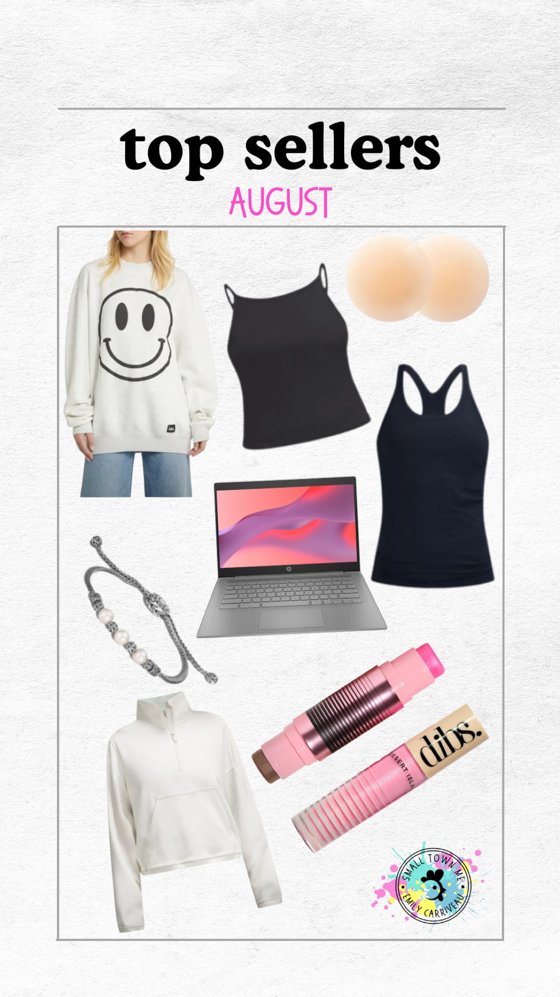 August top sellers! 
Chromebook on super sale! 
favorite glowy makeup from dibs!
use code : smalltownme
best lululemon workout tank

#LTKFallSale #LTKFindsUnder100 #LTKStyleTip