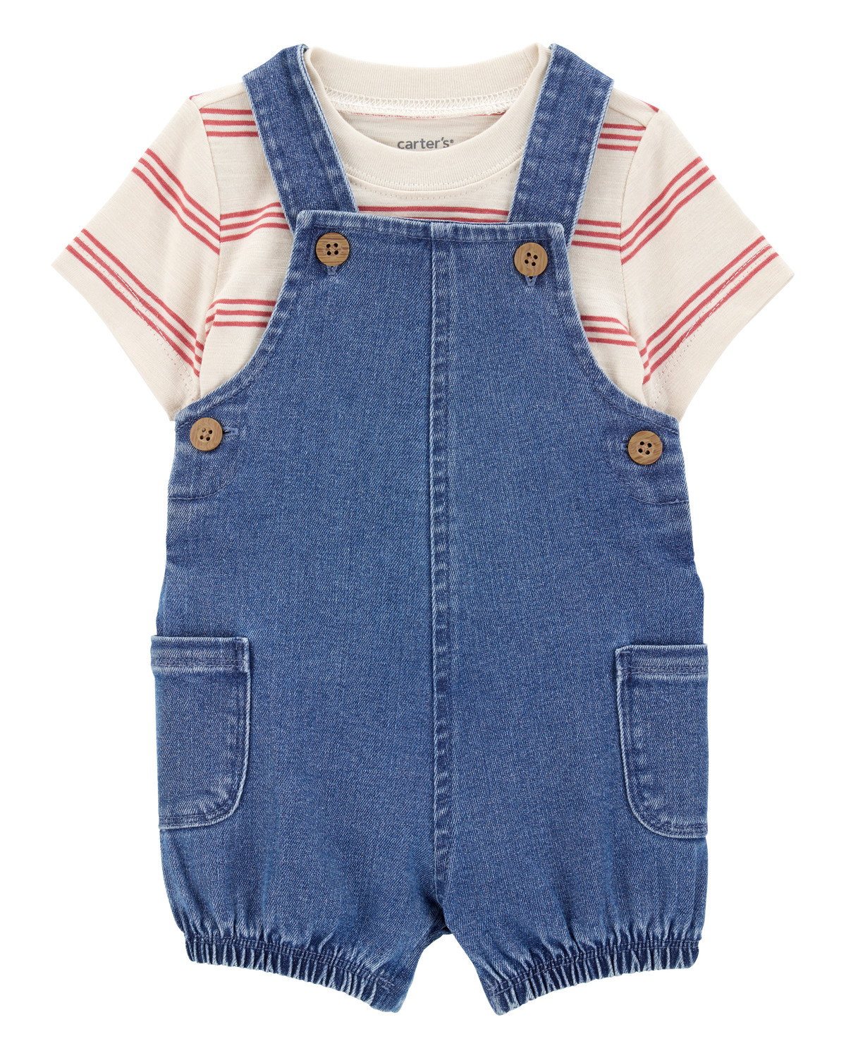 Baby 2-Piece Striped Tee & Denim Shortall Set - Carter's | Carter's | Carter's Inc
