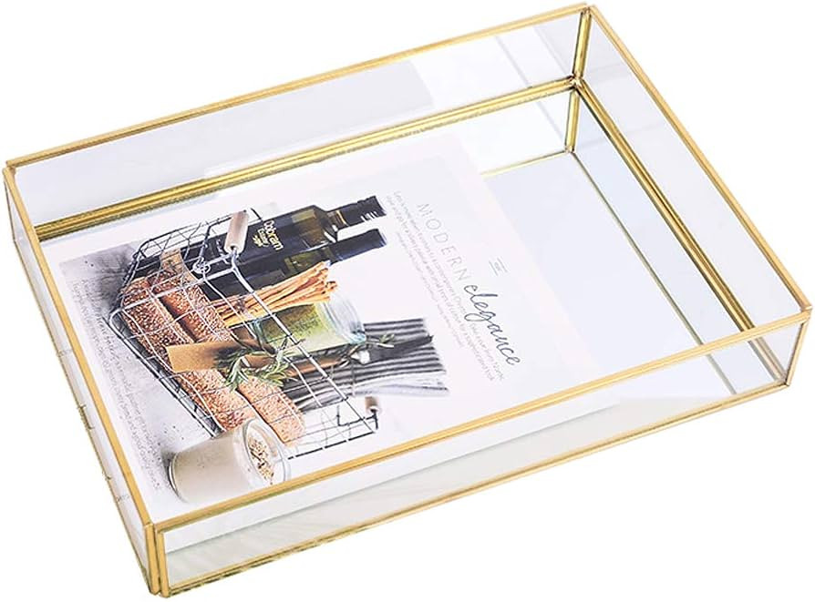 Sooyee Rectangle Mirror Decorative Tray, Gold can Hold Perfume, Jewelry, Cosmetics, Makeup, Magaz... | Amazon (US)