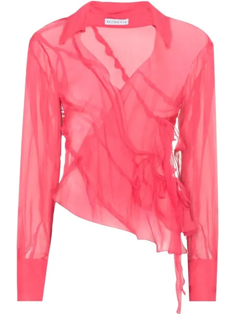 ruffled-detail wrap shirt | Farfetch Global