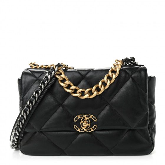 CHANEL Lambskin Quilted Large Chanel 19 Flap Black | FASHIONPHILE | Fashionphile