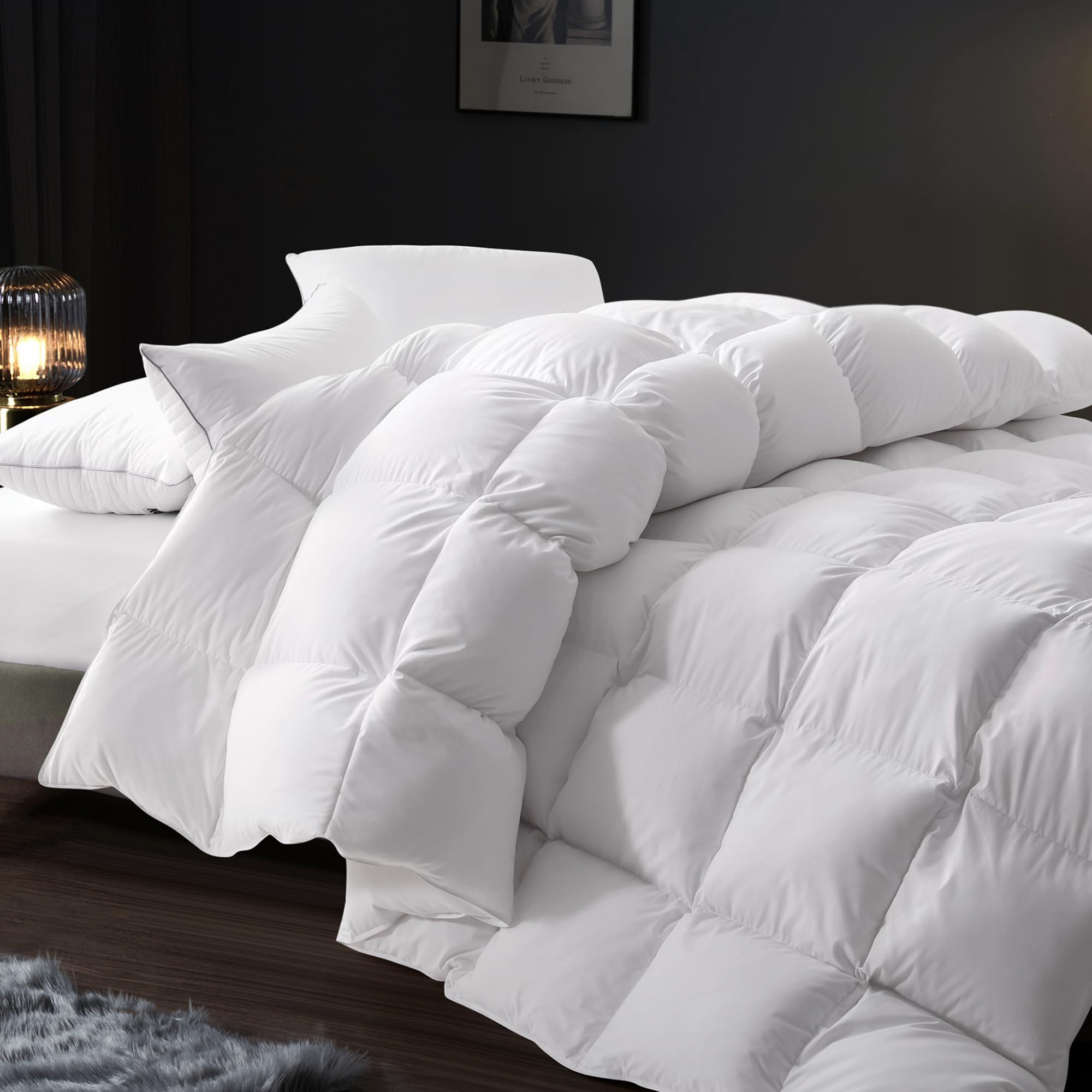Cosybay Feather Comforter Queen Size, Fluffy Cotton Duvet Insert Queen, Filled with Feather & Dow... | Amazon (US)