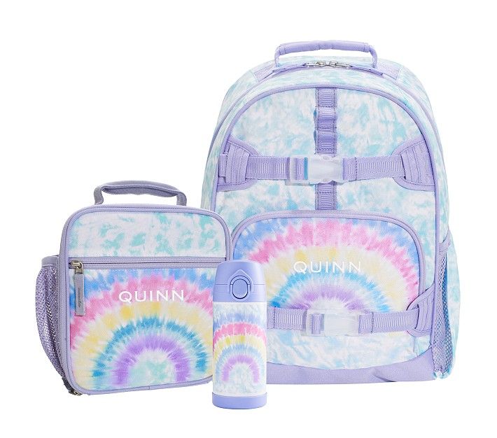 Mackenzie Aqua Rainbow Bright Tie-Dye Backpack & Lunch Bundle, Set of 3 | Pottery Barn Kids