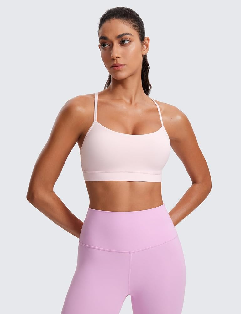 CRZ YOGA Butterluxe Womens Y Back Sports Bra - Padded Racerback Low Impact Spaghetti Thin Strap W... | Amazon (US)