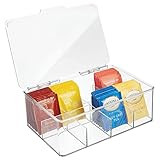 mDesign Plastic Stackable Tea Bag Organizer Storage Bin with Lid for Kitchen Cabinets, Countertops,  | Amazon (US)