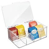mDesign Plastic Stackable Tea Bag Organizer Storage Bin with Lid for Kitchen Cabinets, Countertops,  | Amazon (US)