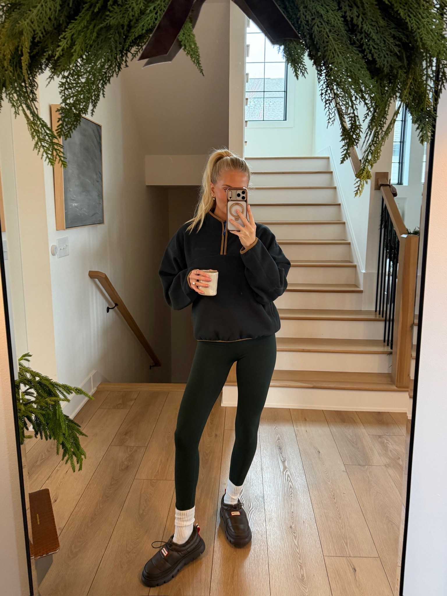 Wearing a medium in pullover, 6 in leggings (25”) - both in rainforest green color, shoes run tts! #kathleenpost

Winter workout wear, winter athleisure, winter walk outfit, cold weather wear, school drop off 



#LTKmorningroutine #LTKootd #LTKSeasonal