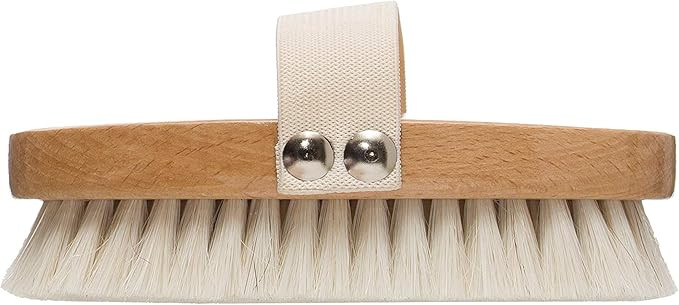 Creative Co-Op Beech Wood Bath Elastic Band & Metal Rivets Brush, Brown | Amazon (US)