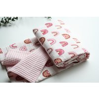 Rainbow Baby Blanket, Waffle Muslin Baby Swaddle, Shower Gift, Gender Neutral Blanket Girl | Etsy (US)