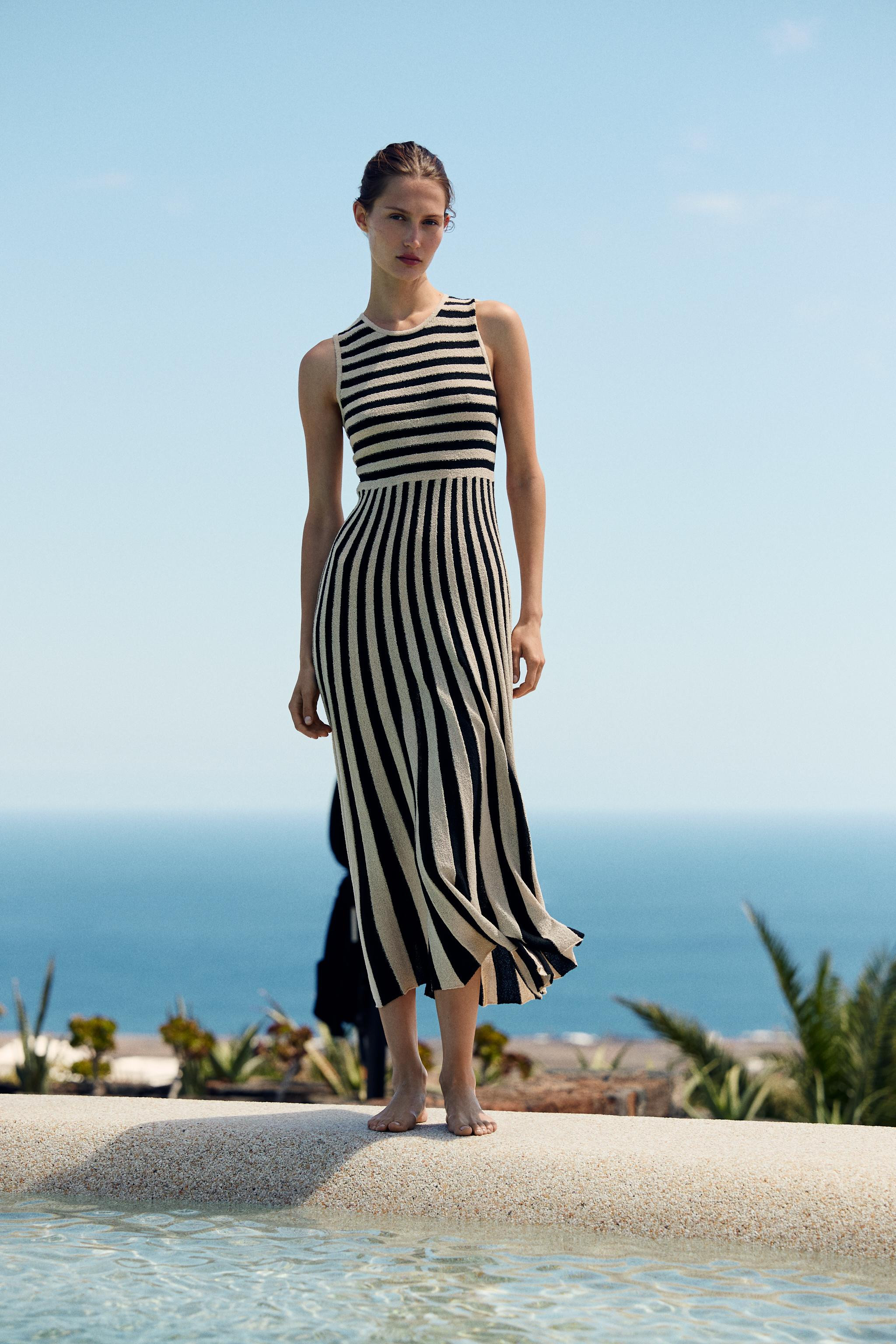 STRIPED MIDI DRESS | Zara UK