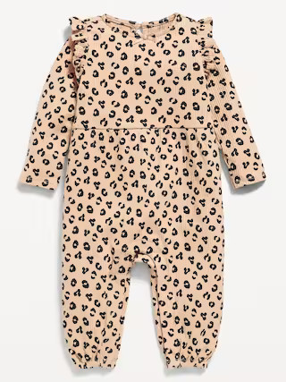 Long-Sleeve Ruffle-Trim Ribbed Jumpsuit for Baby | Old Navy (US)