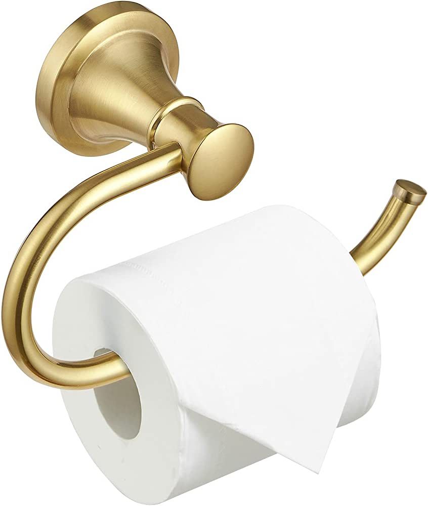BESy Brushed Gold Toilet Tissue Paper Holder Brushed Gold Bathroom Accessories Toilet roll Paper ... | Amazon (US)