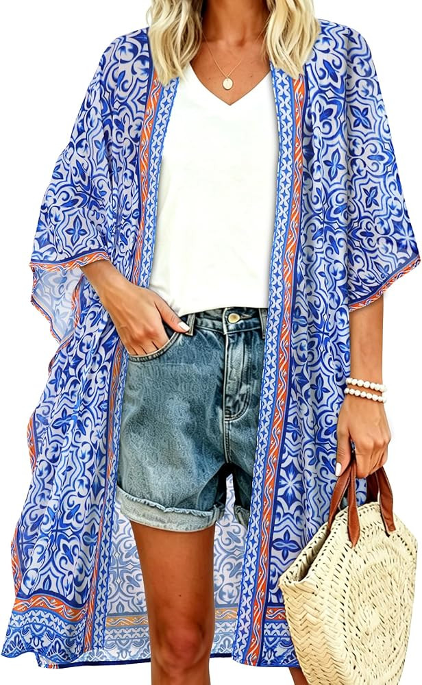 Women's Kimono Beach Cover up for Summer Bathing Suits Cardigans Casual Loose Swimwear 2026 | Amazon (US)