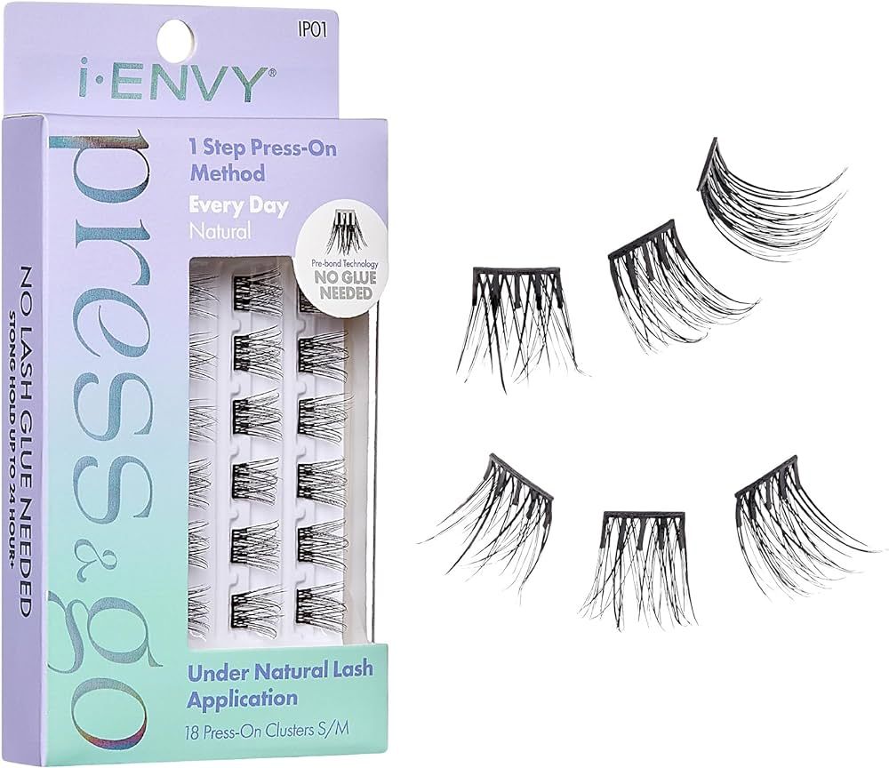 i-ENVY Press&Go Self Adhesive Eyelashes, Reusable False Eyelash Clusters, No Glue Needed, 1 Step ... | Amazon (US)
