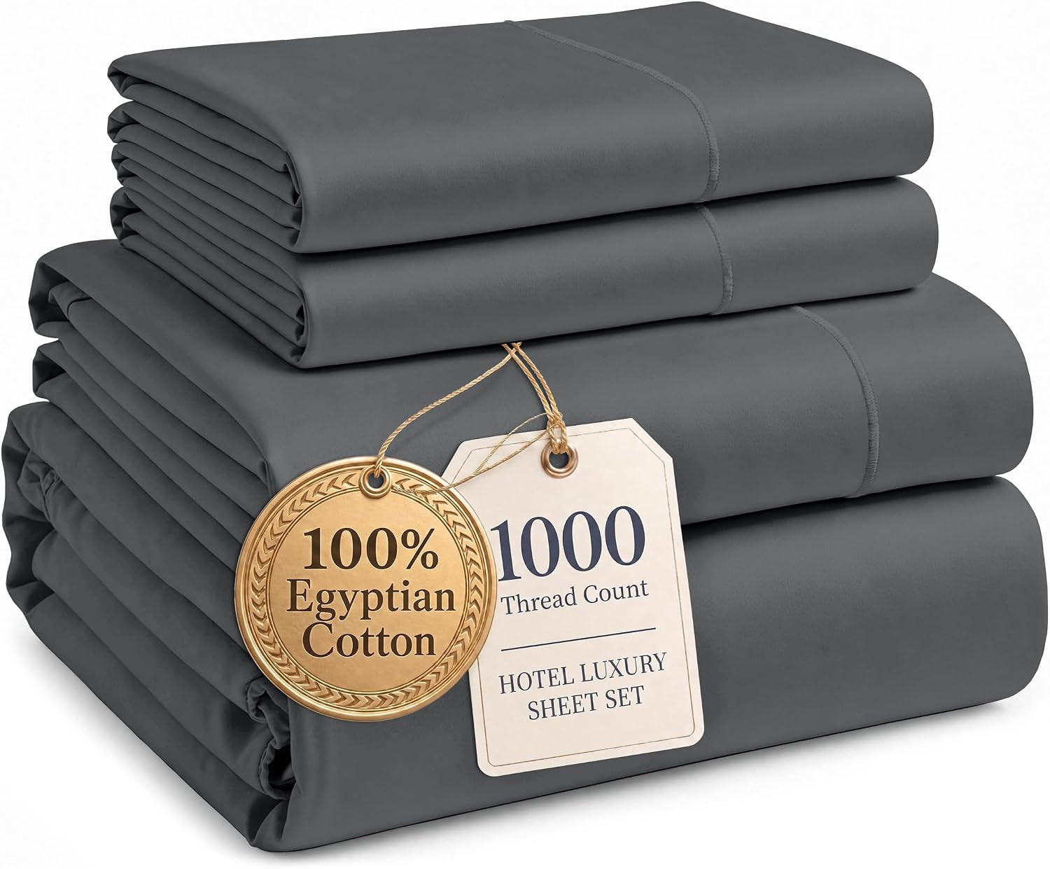 LANE LINEN King Size Sheets 100% Egyptian Cotton Sateen - Charcoal | Amazon (US)