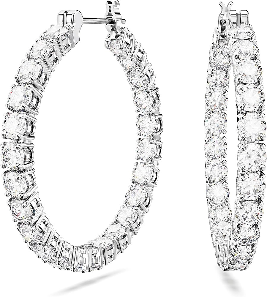 Swarovski Matrix Hoop Earrings Collection, Crystals on Metal Finish Settings | Amazon (US)