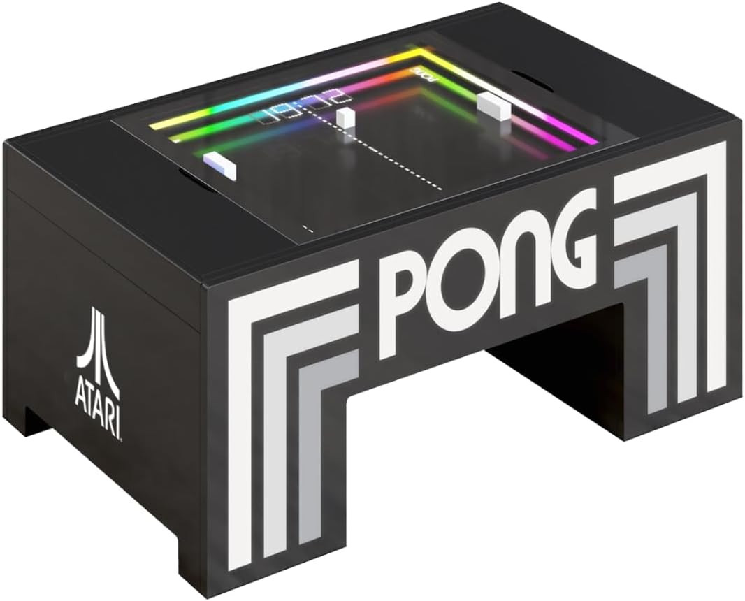 Atari Pong® Mechanical Table Home Edition – Electromechanical Coffee Table Arcade Game with LED Score Display, Hide-Away Controls, Spinner Dials, Retro Sounds – Official Atari Pong® Recreation | Amazon (US)