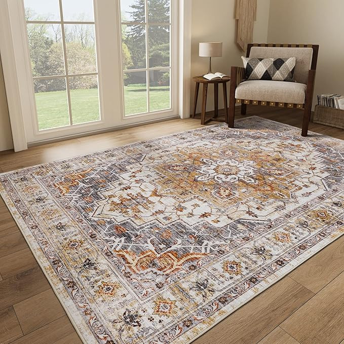 5x7 Area Rugs for Living Room,Stain Resistant Washable Rug,Non-Slip Backing Rugs for Bedroom,Kitc... | Amazon (US)