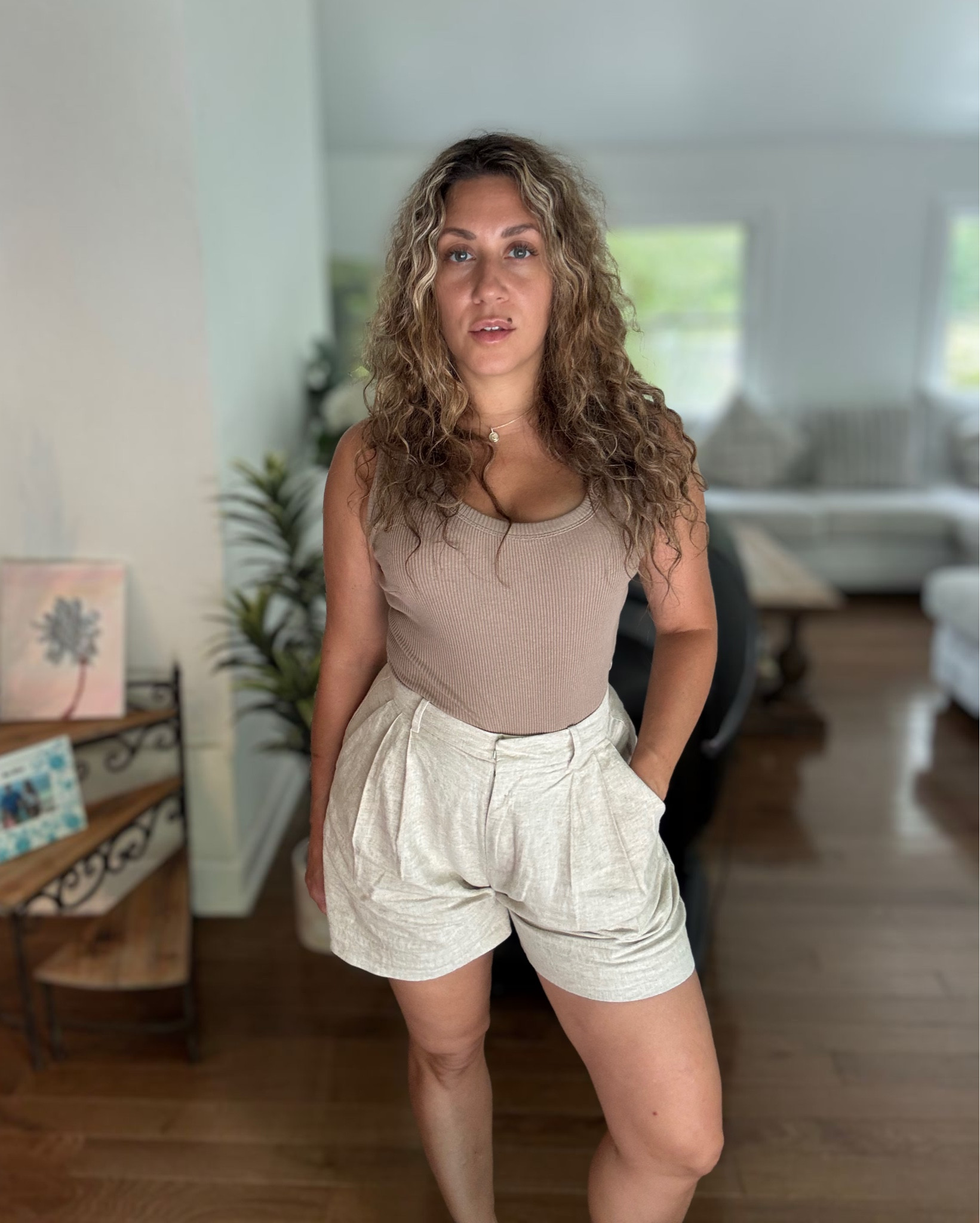 Neutral Summer🤍
Feeling really at home in these linen blend shorts that are so comfortable and versatile. They’re perfect for work with a modest length, but also for lounging around, grabbing a coffee, picking your kids up from camp. This soft rib tank with scoop neck is soft and flattering, available in so many colors. I’m wearing an extra small in the tank and a small (regular length) in the shorts.

#LTKOver40 #LTKSeasonal #LTKFindsUnder50