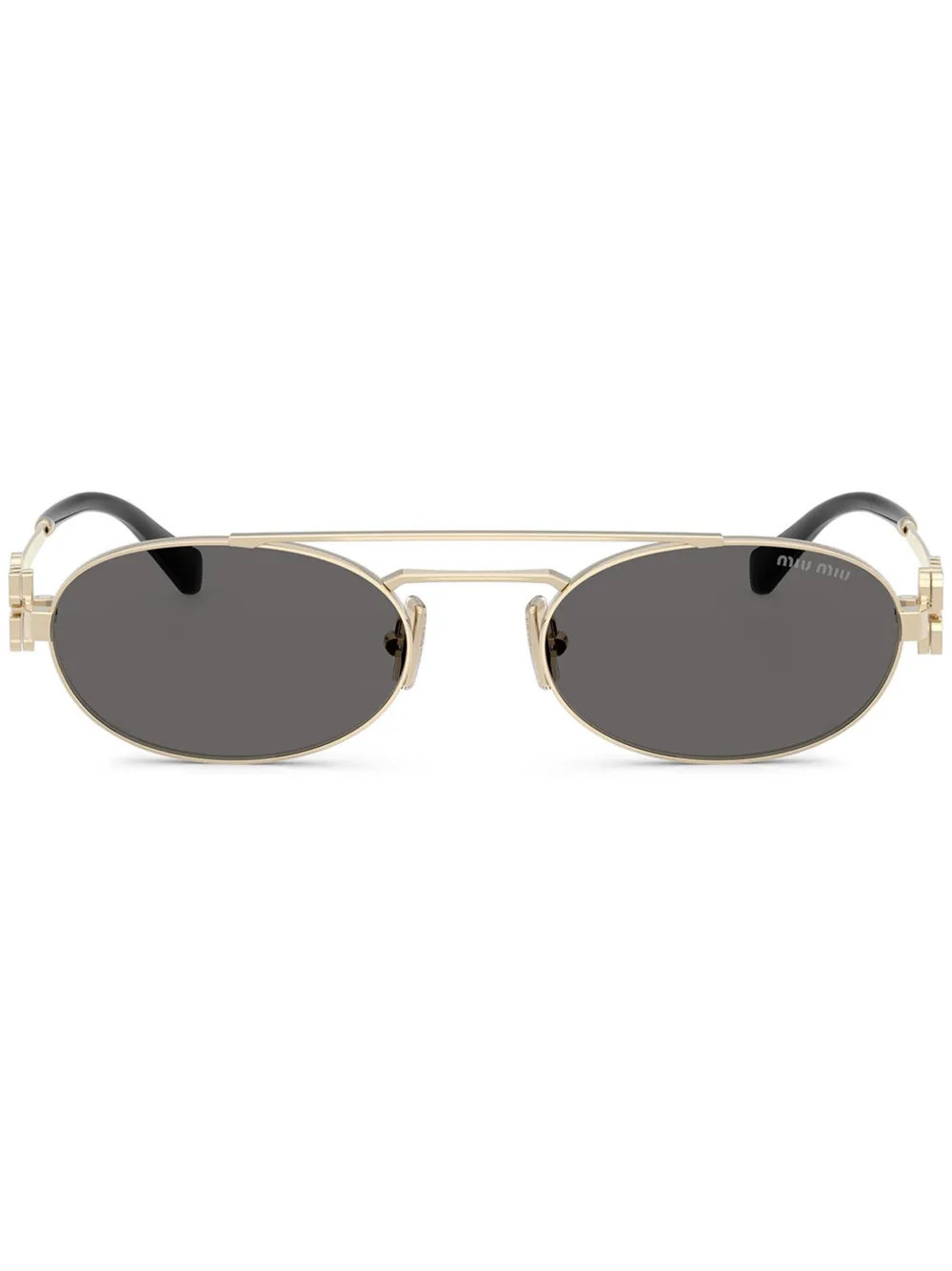 Miu Miu Eyewear logo-lettering Sunglasses | Gold | FARFETCH | Farfetch Global