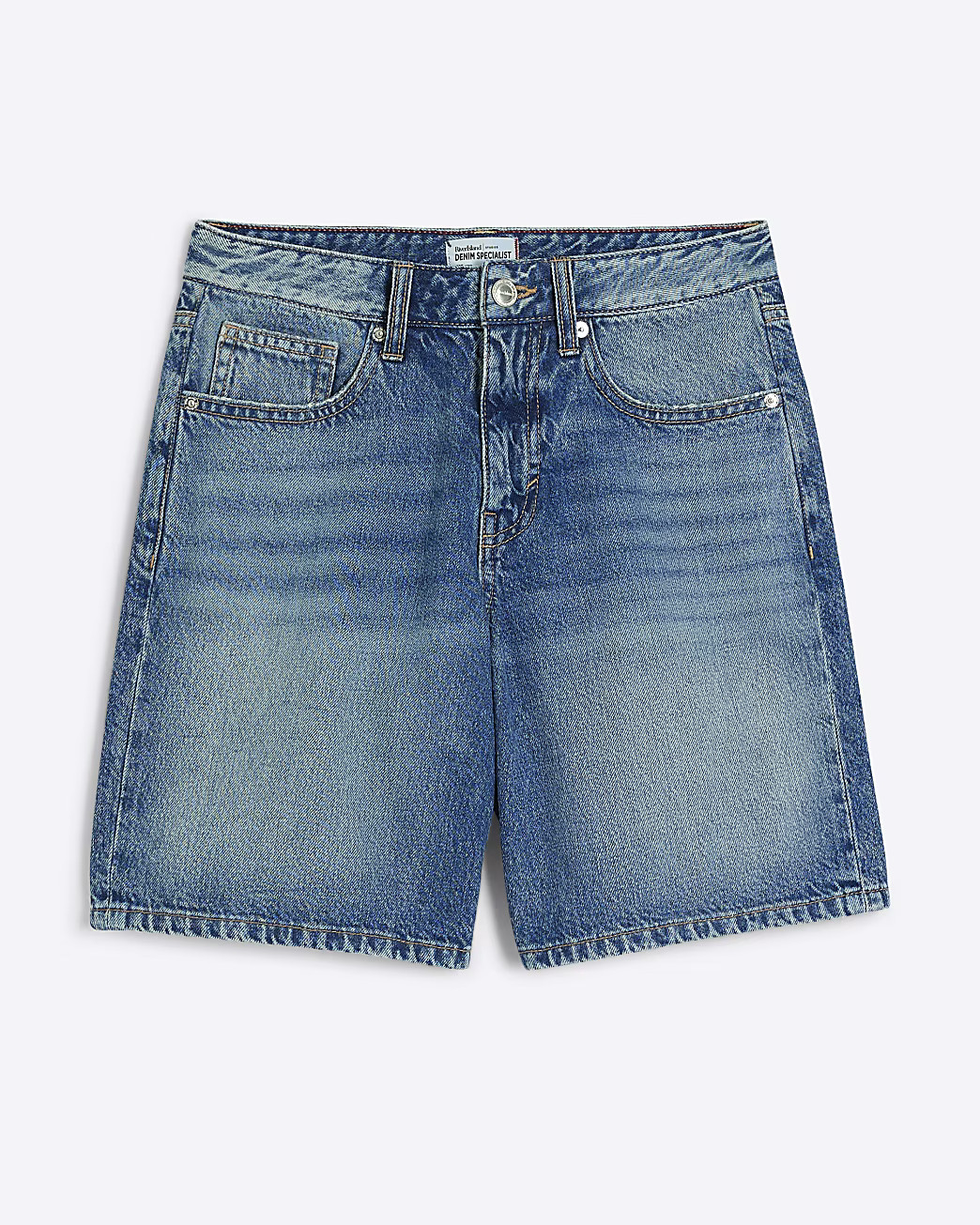 Blue Denim Longline Bermuda Shorts | River Island UK & IE