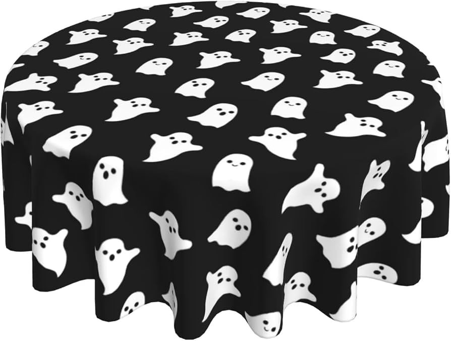 Halloween Tablecloth Round 70 x 70 Inch Spooky Ghost Table Cloth Polyester Fabric Farmhouse Hallo... | Amazon (US)