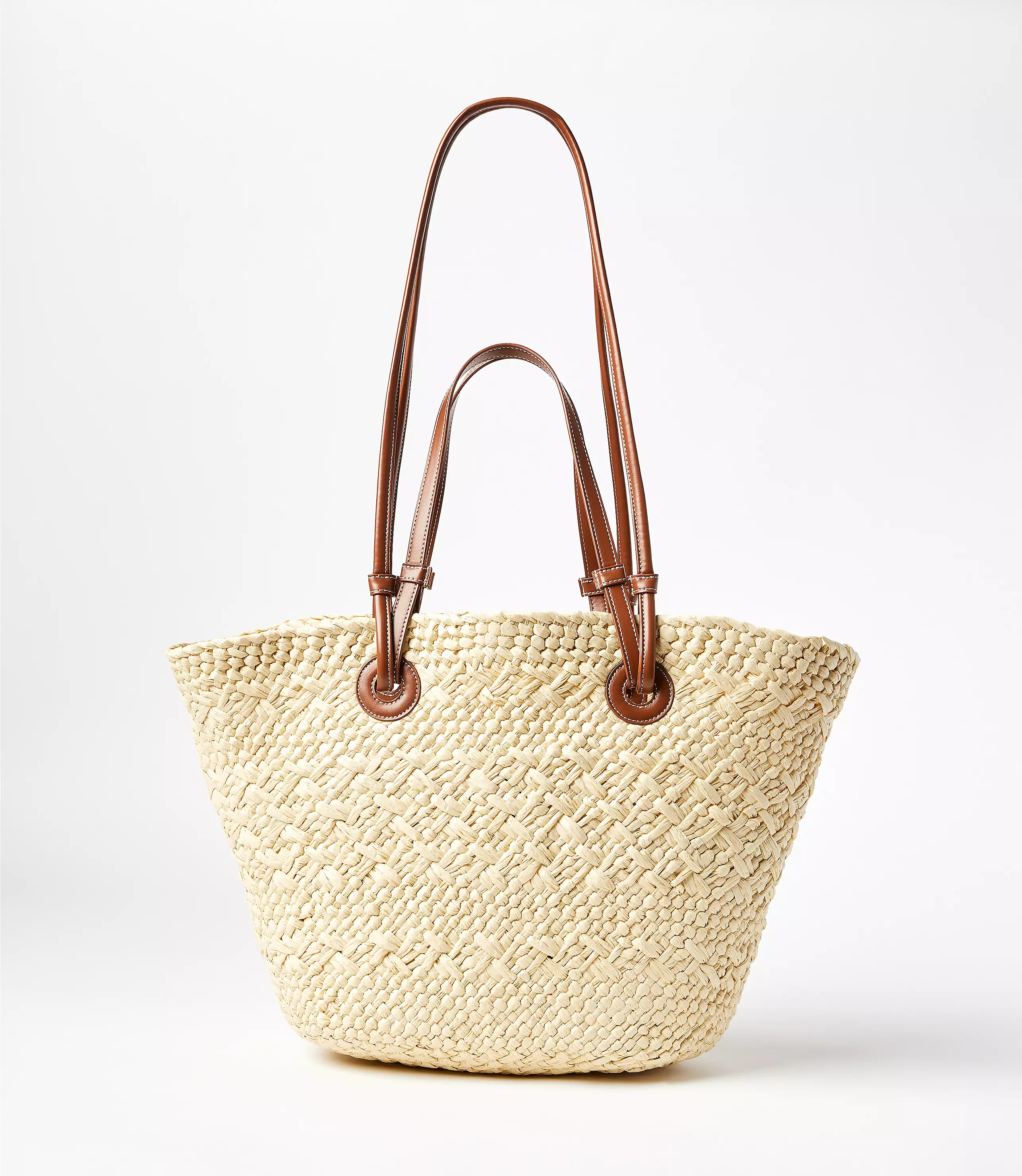 LOFT Beach Double Strap Straw Tote Bag | LOFT