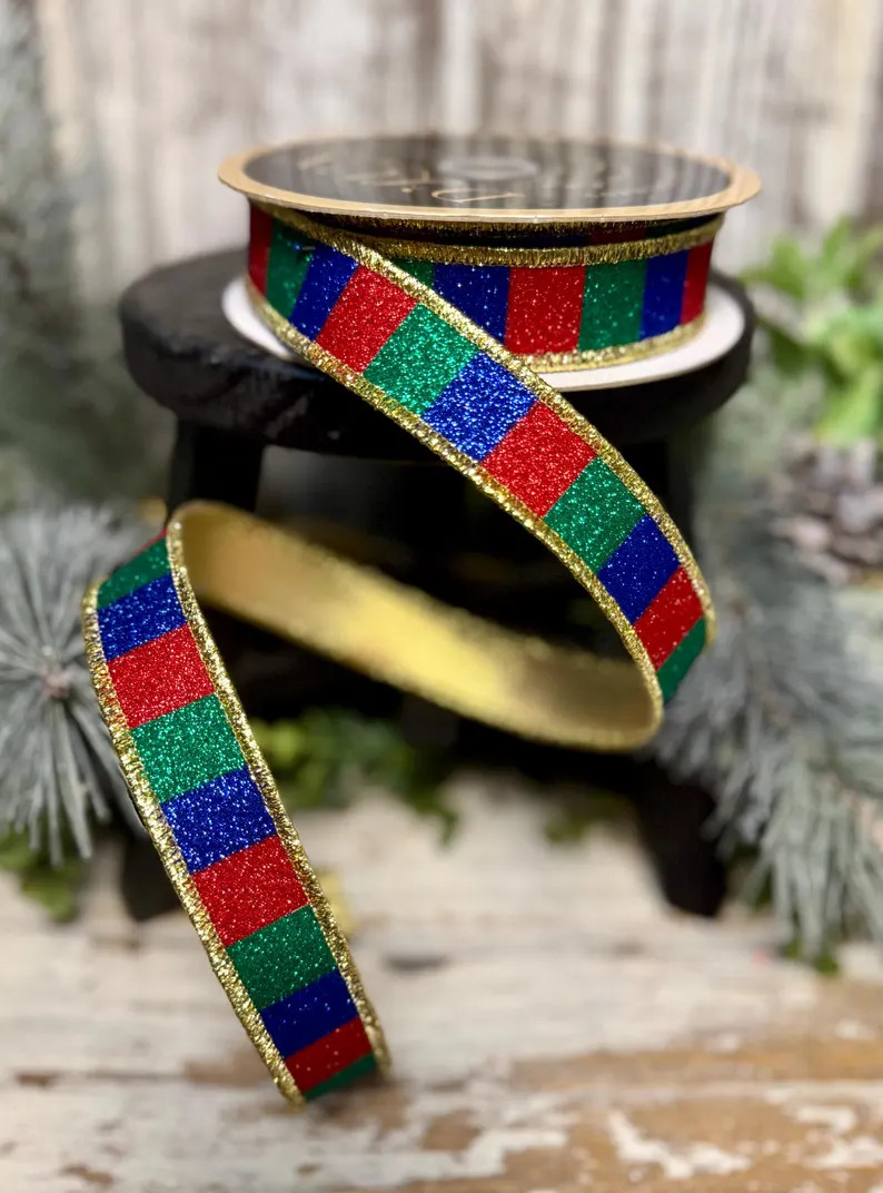 Christmas Ribbon, Ribbon for Wreaths, Designer Ribbon, 7/8" Ribbon, Luxury Ribbon, Double Fused R... | Etsy (Global)