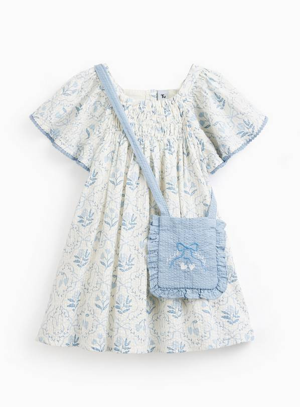 White Bunny Print Dress with Matching Bag 4-5 years | Tu Clothing