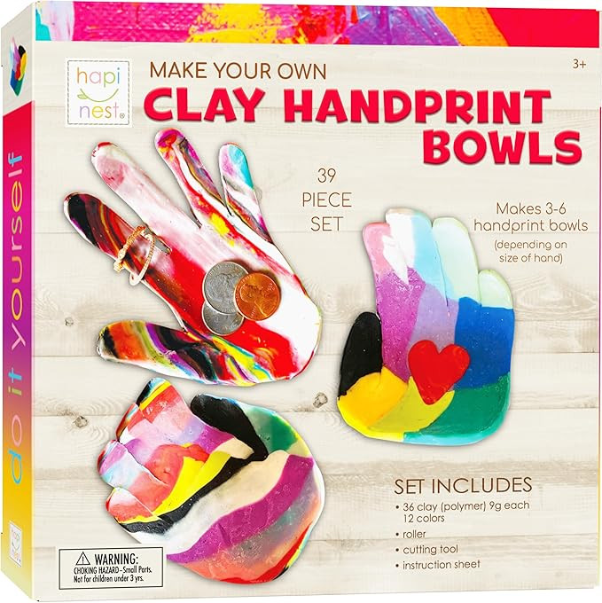 Hapinest Make Your Own Clay Handprint Bowl Kit for Kids, Art and Crafts for Boys & Girls, Kids DI... | Amazon (US)