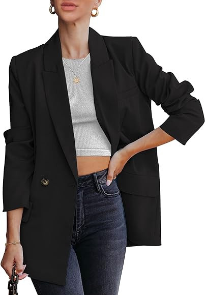 luvamia Blazer Jackets for Women Work Casual Office Long Sleeve Fashion Dressy Business Outfits | Amazon (US)