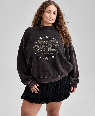 Trendy Plus Size Cotton Stud-Trim Graphic Sweatshirt, Macy's Exclusive | Macy's