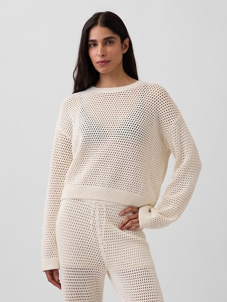 100% Cotton Crochet Relaxed Sweater | Gap (CA)