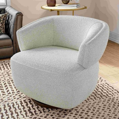 CAVINAS Polyester Accent Chair with Curved Backrest,Modern Oversized Upholstered Living Room Chairs,Reading Chairs for Living Room,Beige | Target