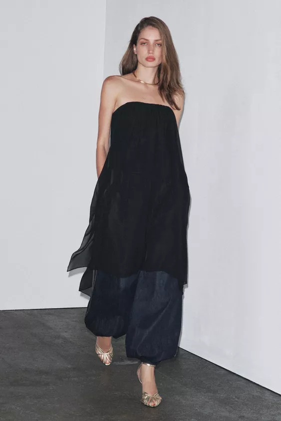 ZW COLLECTION STRAPLESS LONG TOP | Zara US