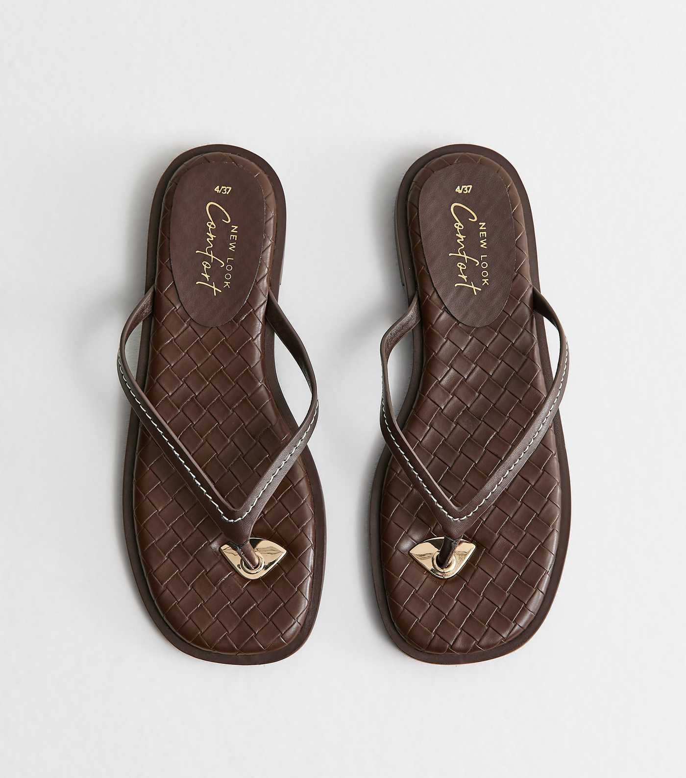 Brown Woven Faux Leather Sandals | New Look | New Look (UK)