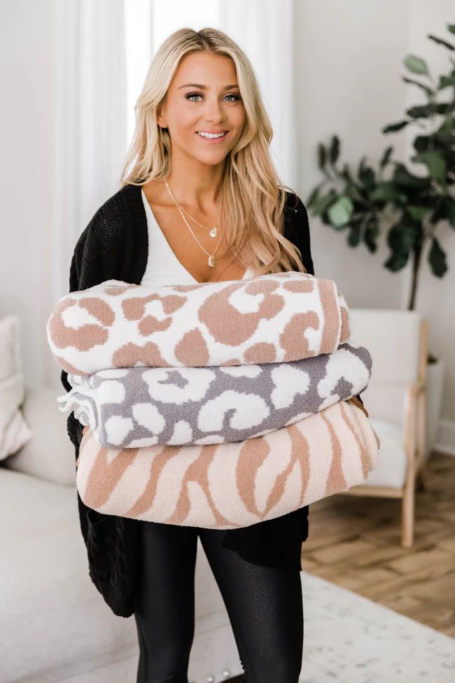 Keep You Warm Blanket Grey Animal Print FINAL SALE | The Pink Lily Boutique