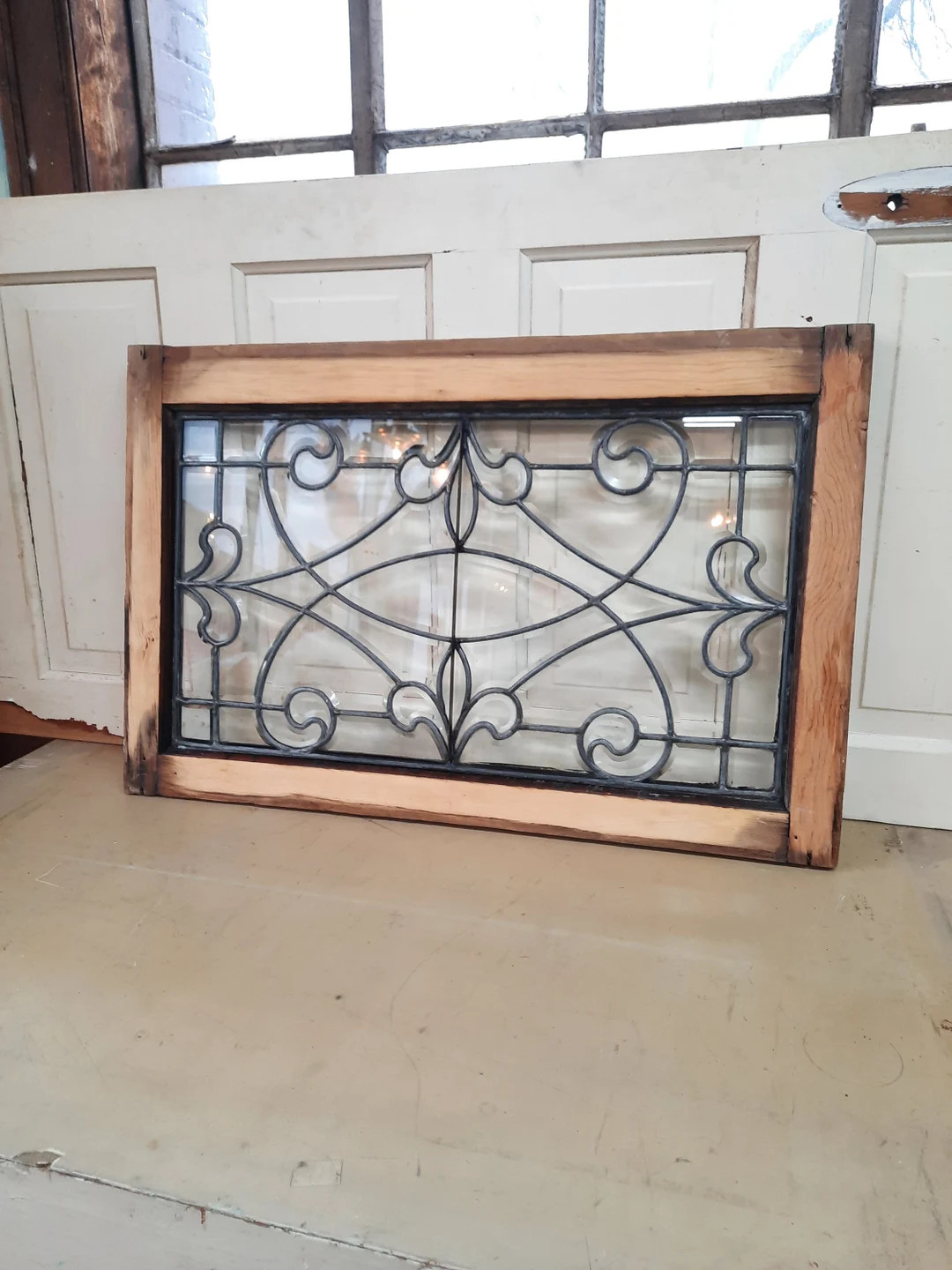 32 Beveled Leaded Glass Wood Window Vintage Leaded - Etsy | Etsy (US)